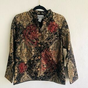 TANTRUMS Collection Woman Large Floral Boho Embroidered Jacket , Size Sm…